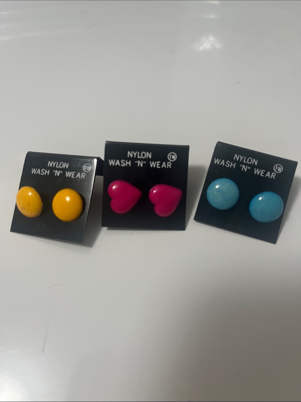 Vintage Nylon Wash “N” Wear earrings (set of three)